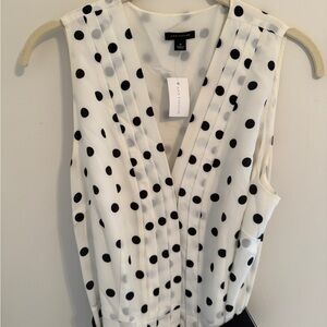 Ann Taylor Black and White Sleeveless V-Neck Midi Dress